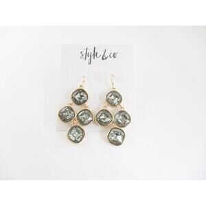Style & Co Black Stone Chandelier Tower Earrings